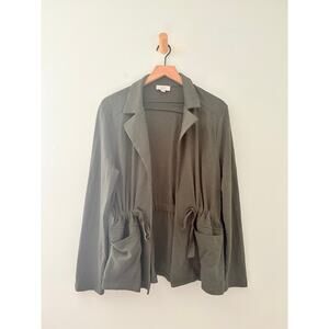 Loft Olive Green Cinch Waist Blazer Jacket Size Large Utility Lightweight Anorak